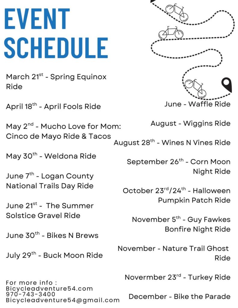 Bicycle Adventure ride schedule for Morgan County, Colorado